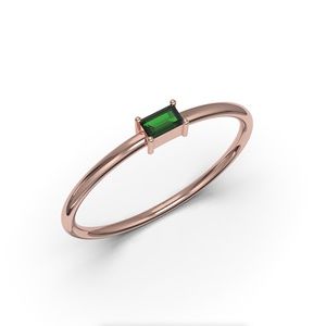 Baguette Minimalist Promise Ring Solid Rose Gold